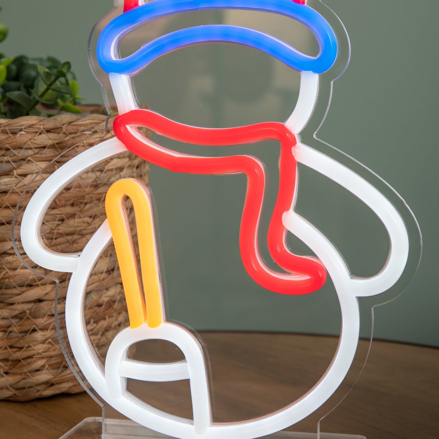 24cm Light up Christmas Snowman Table Top Neon Sign