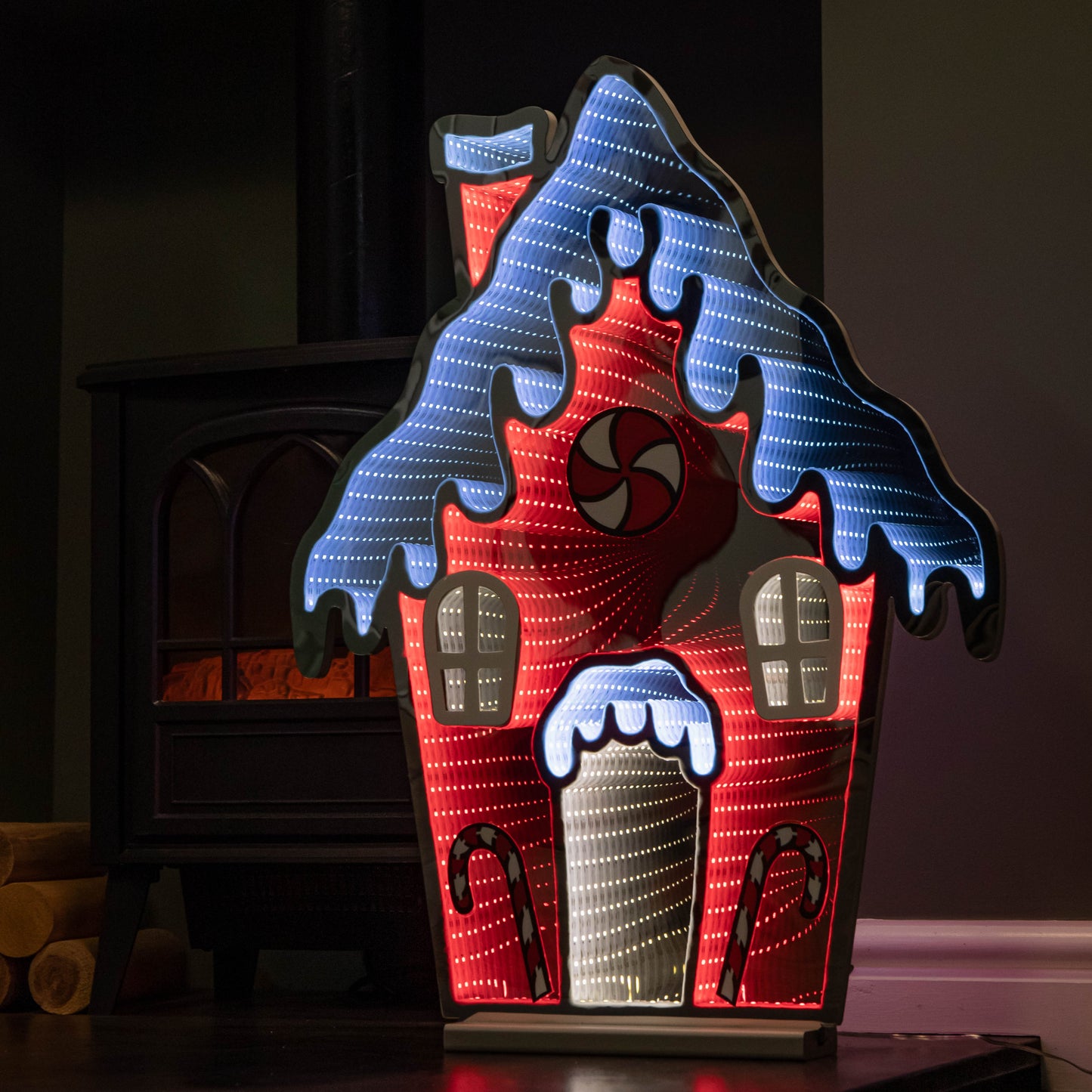 66cm Light up Gingerbread House Christmas Decoration with Red and White LEDs