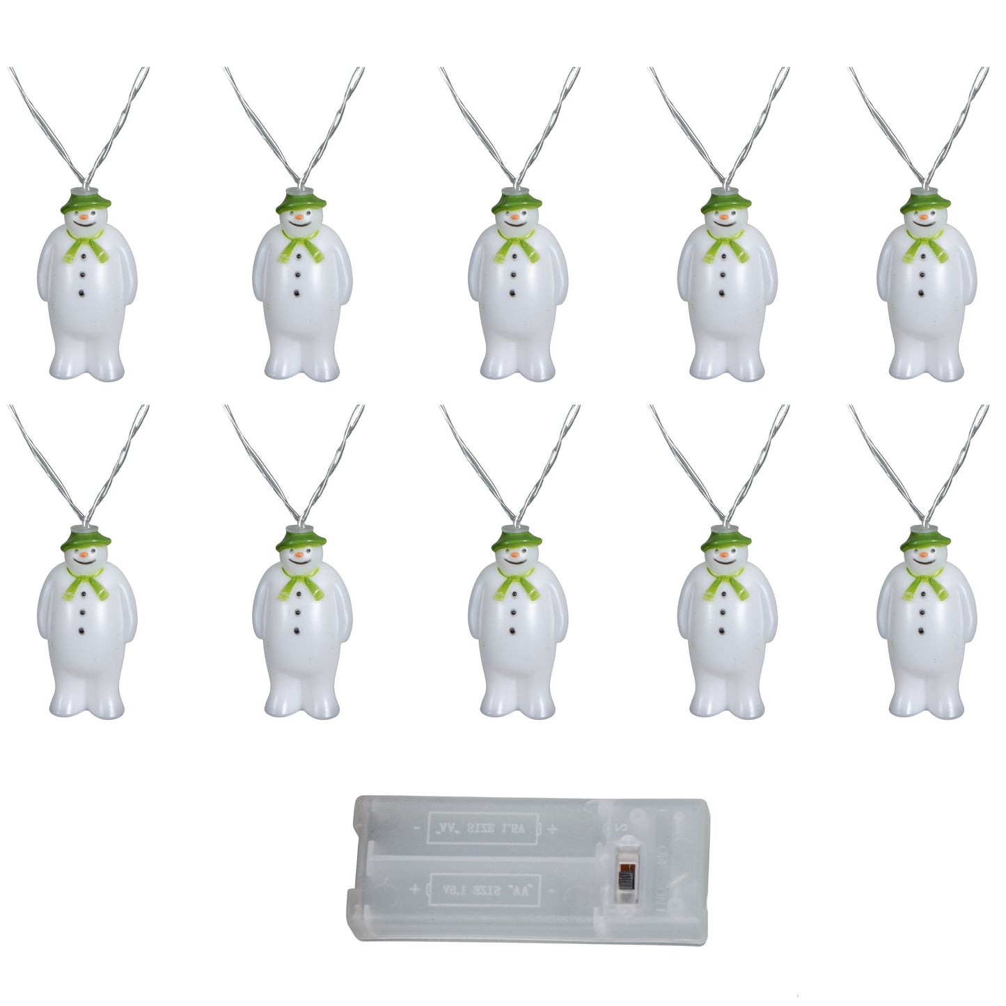 1.8m Battery Powered The Snowman Christmas String Lights with 10 Ice White LEDs