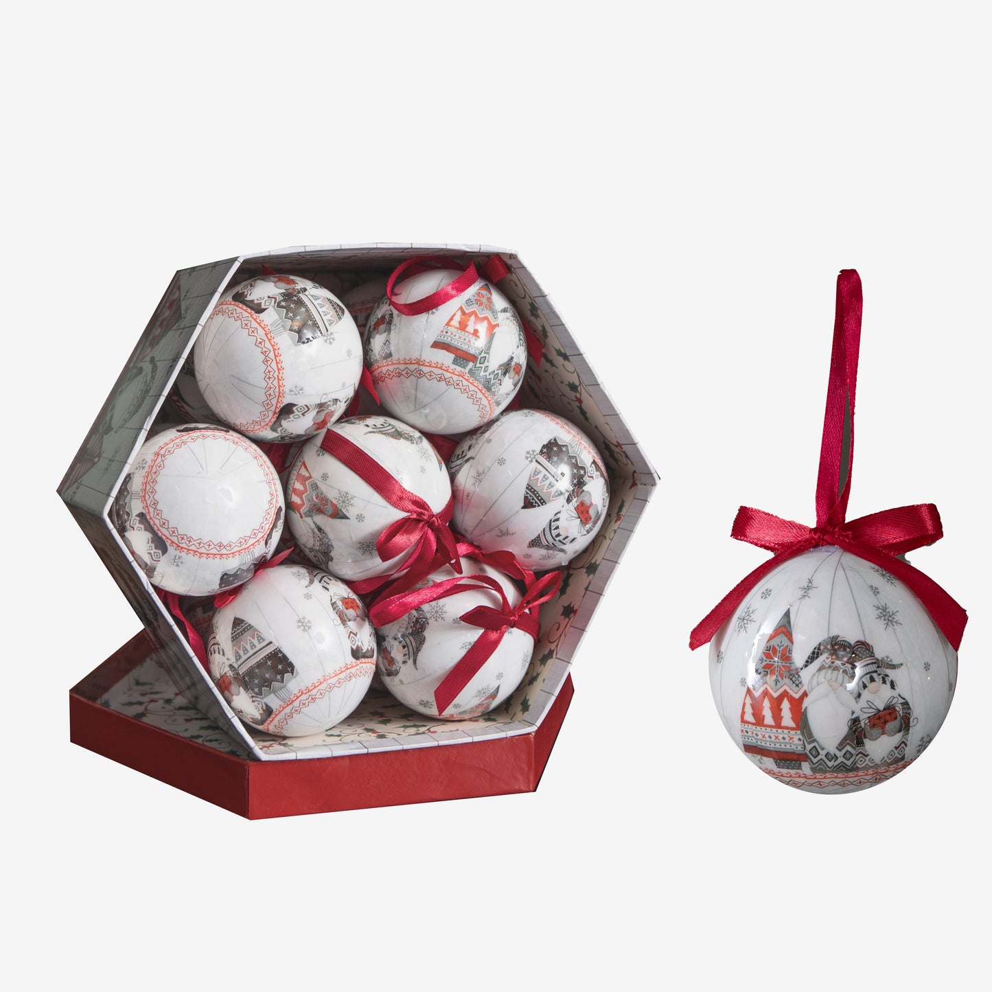 7cm Set of 14 Traditional Vintage Christmas Gonk Tree Baubles