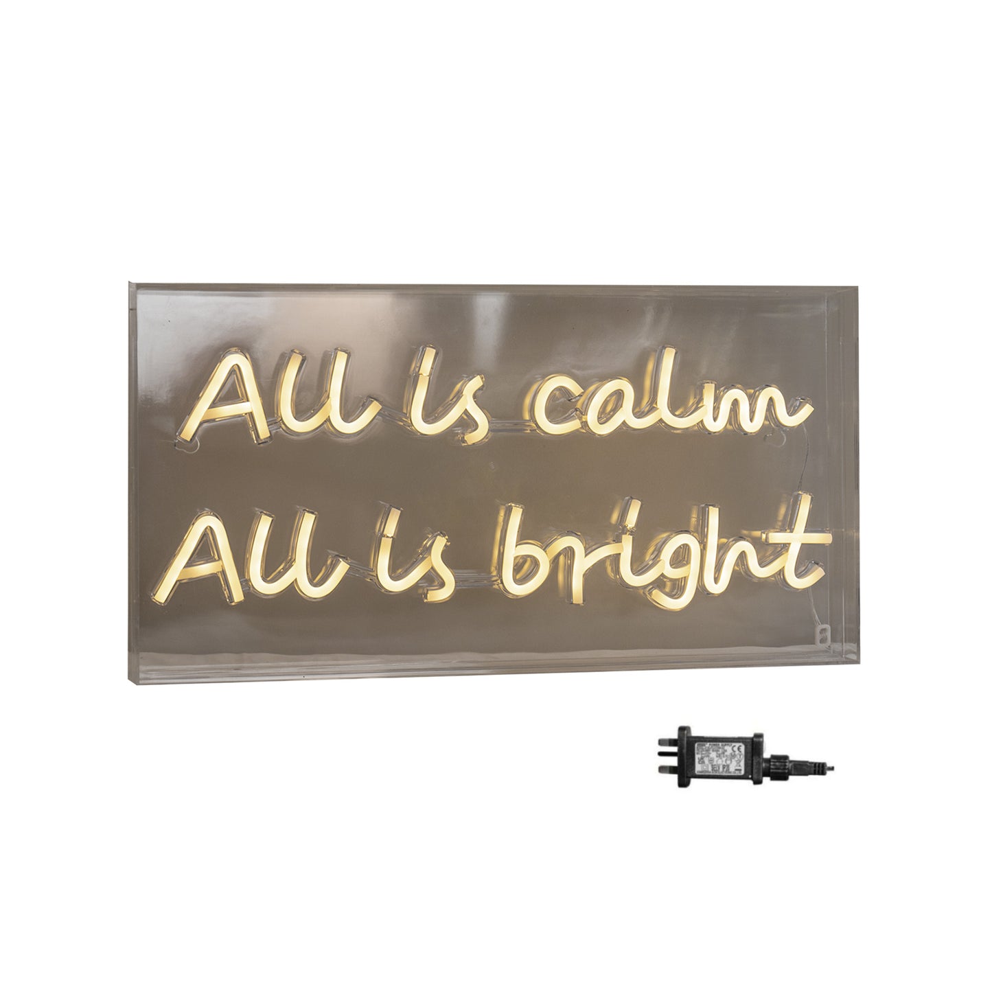 43cm Light up All is Calm Neon Flex Christmas Sign in Warm White
