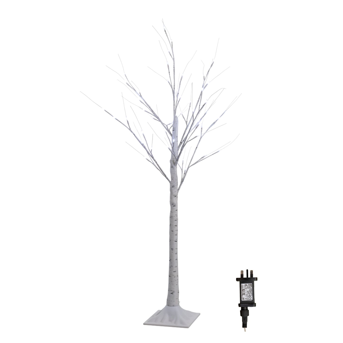 1.2m (4ft) Light up White Christmas Birch Tree with 48 Ice White LEDs