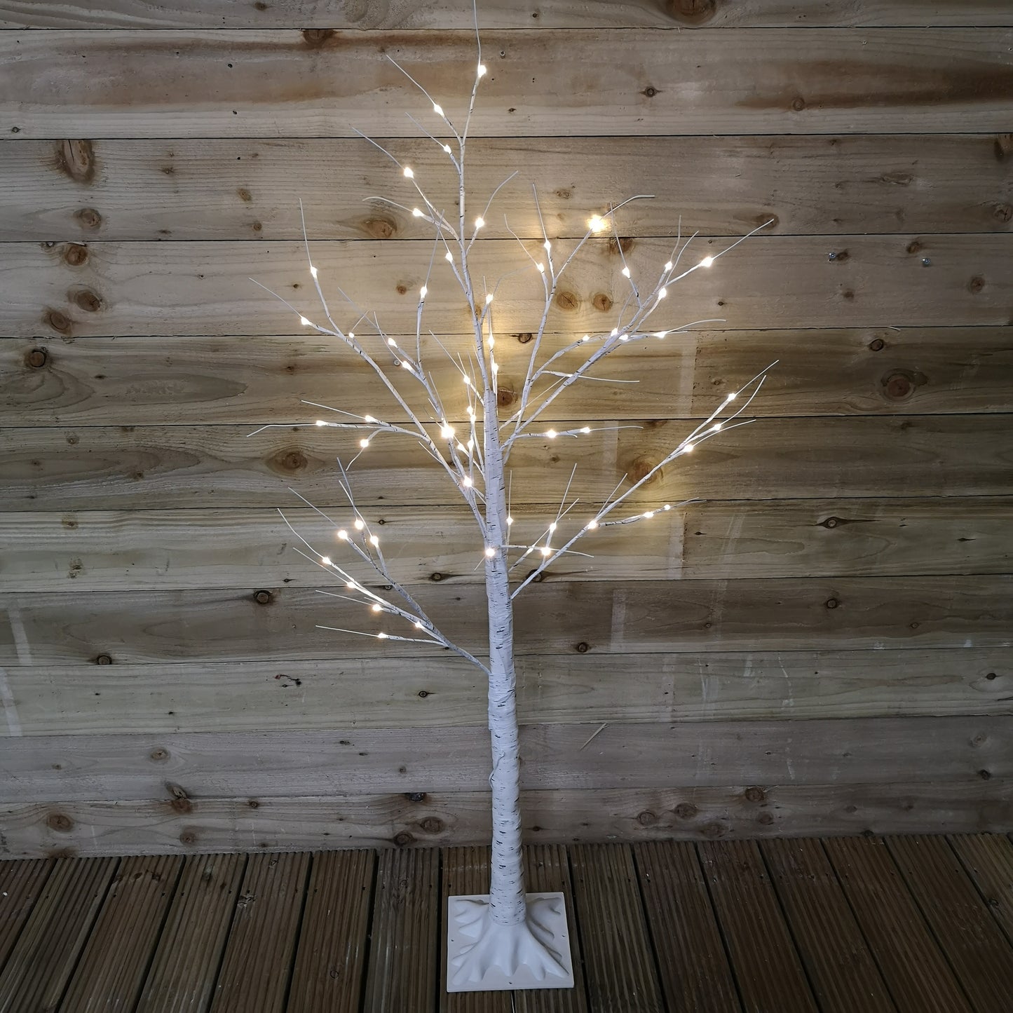 Factory Seconds: 1.5m (5ft) Indoor Outdoor Christmas Lit Birch Tree with 64 Warm White LEDs