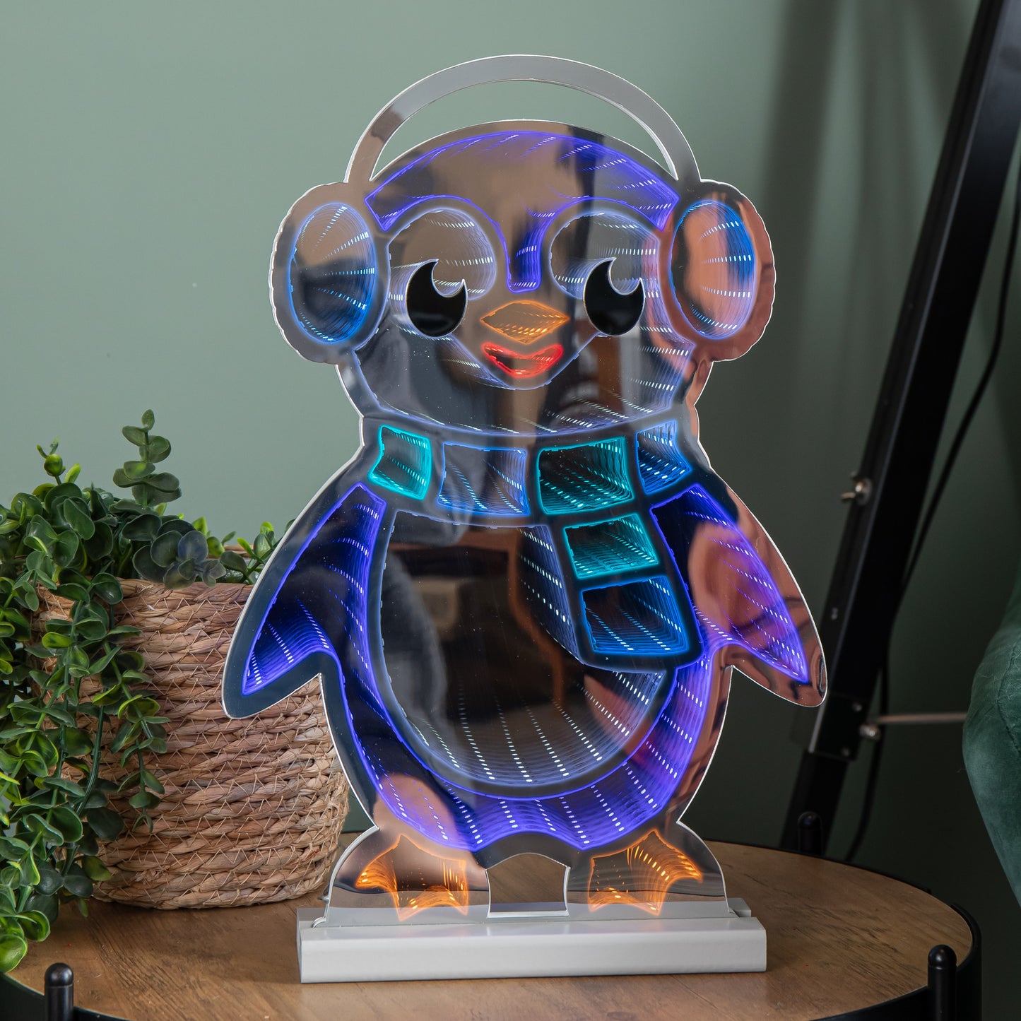 40cm Light up Penguin Infinity Christmas Decoration with Blue and White LEDs