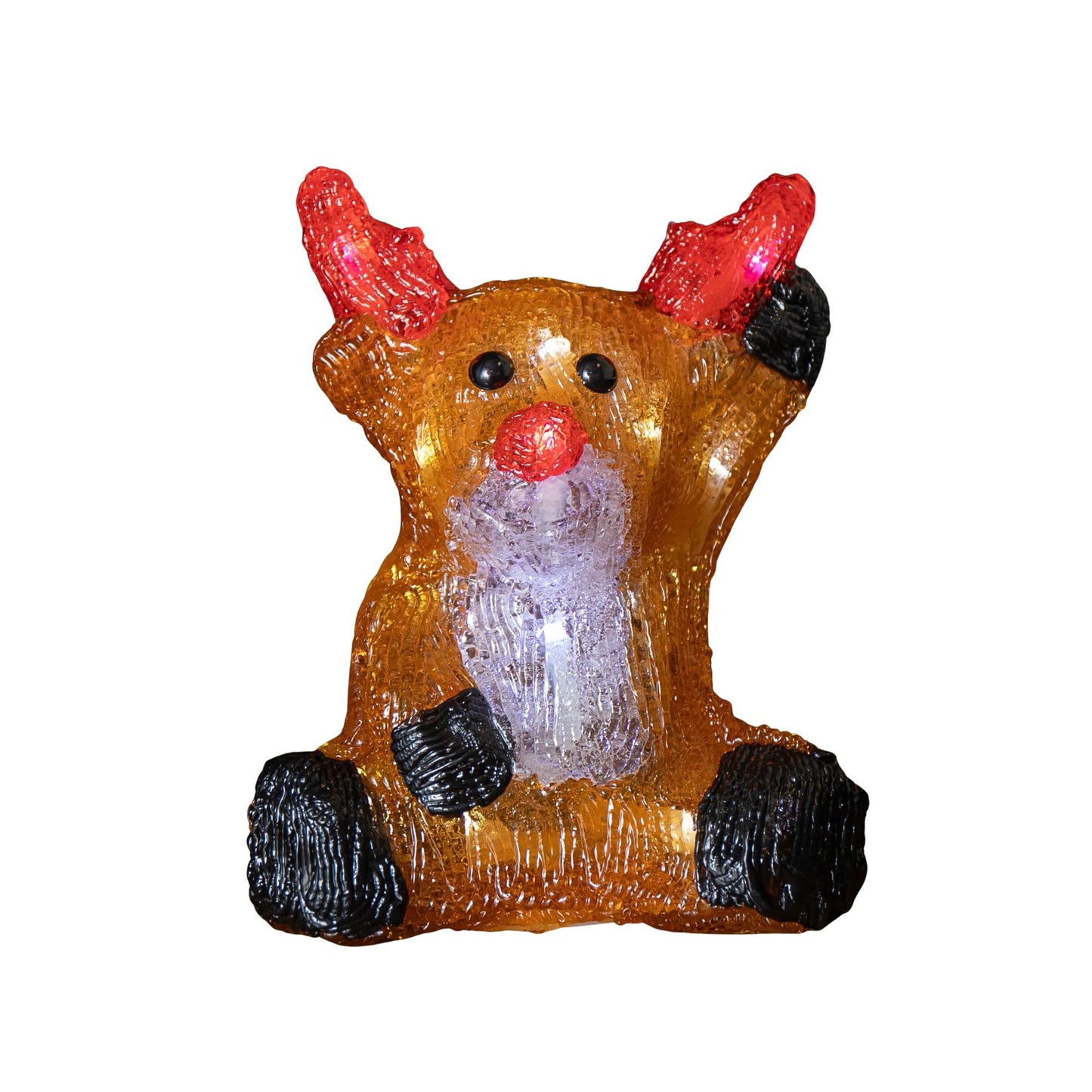 20cm Battery Operated Light up Acrylic Christmas Reindeer Decoration with 16 Ice White LEDs