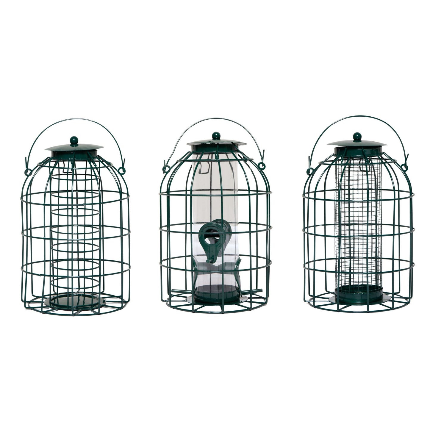 Pack of 3 Natures Market Wild Bird Hanging Nut Seed & Fat Ball Feeder with Squirrel Guard