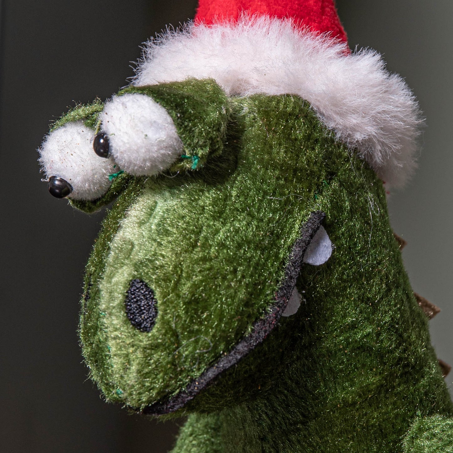 37cm Green Standing Christmas Dinosaur with Santa Hat