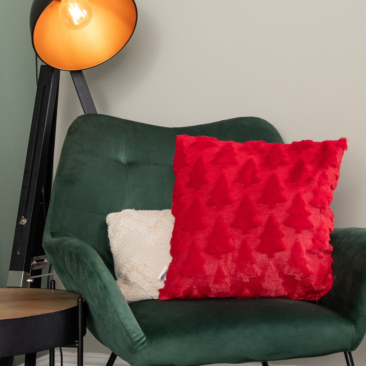 45 x 45cm Soft Fabric Christmas Tree Chair Cushion in Red
