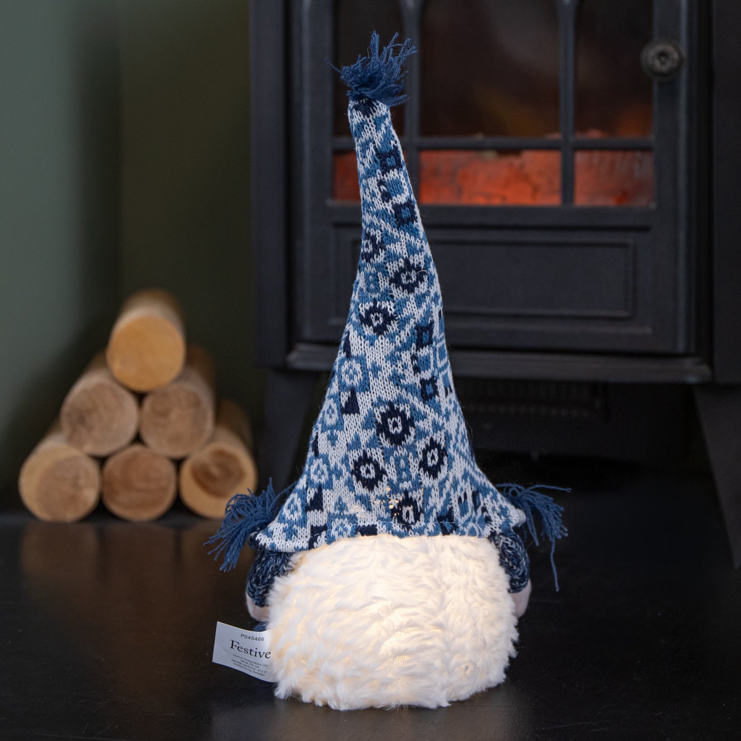 35cm Battery Operated Light up Sitting Christmas Gonk in Light Blue