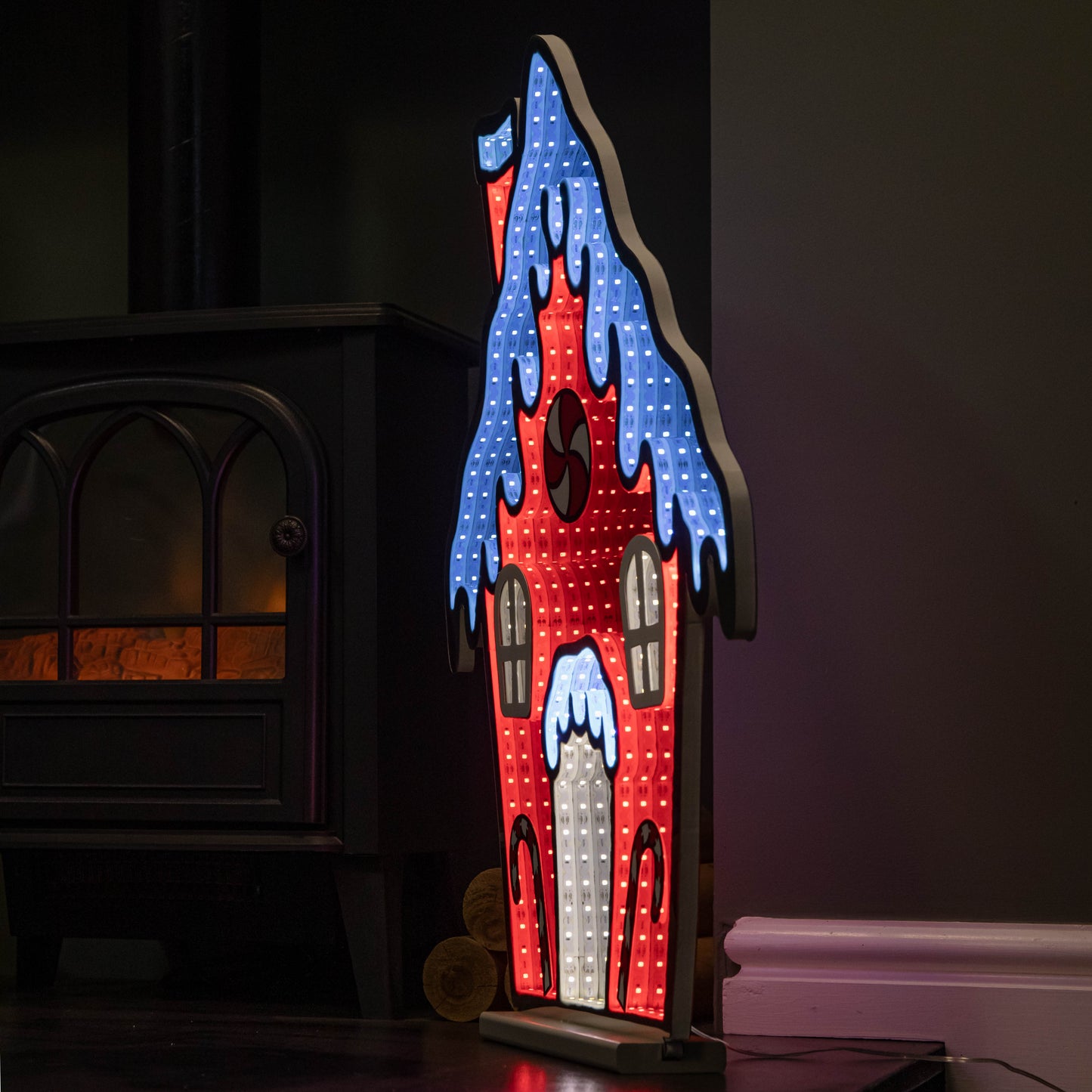 66cm Light up Gingerbread House Christmas Decoration with Red and White LEDs