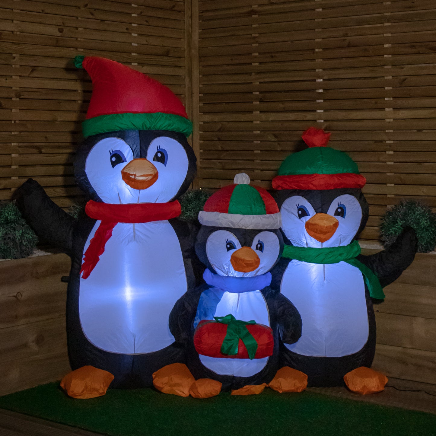 1.5m Light up Christmas Inflatable Penguin Family with 12 White LEDs