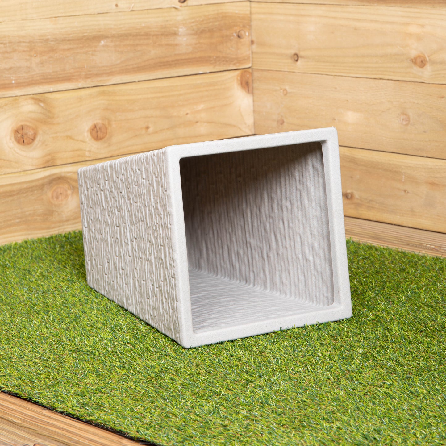 45cm Tall Plastic Slate Effect Garden Patio Planter in Stone