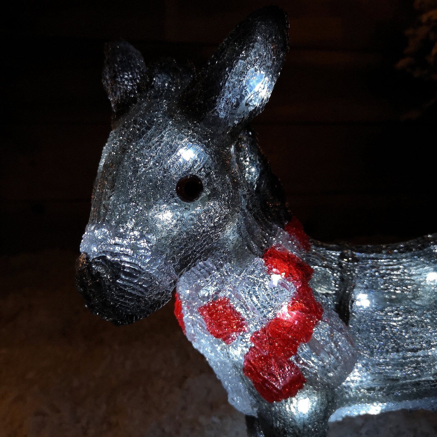 34cm Battery Operated LED Light up Acrylic Christmas Donkey Decoration
