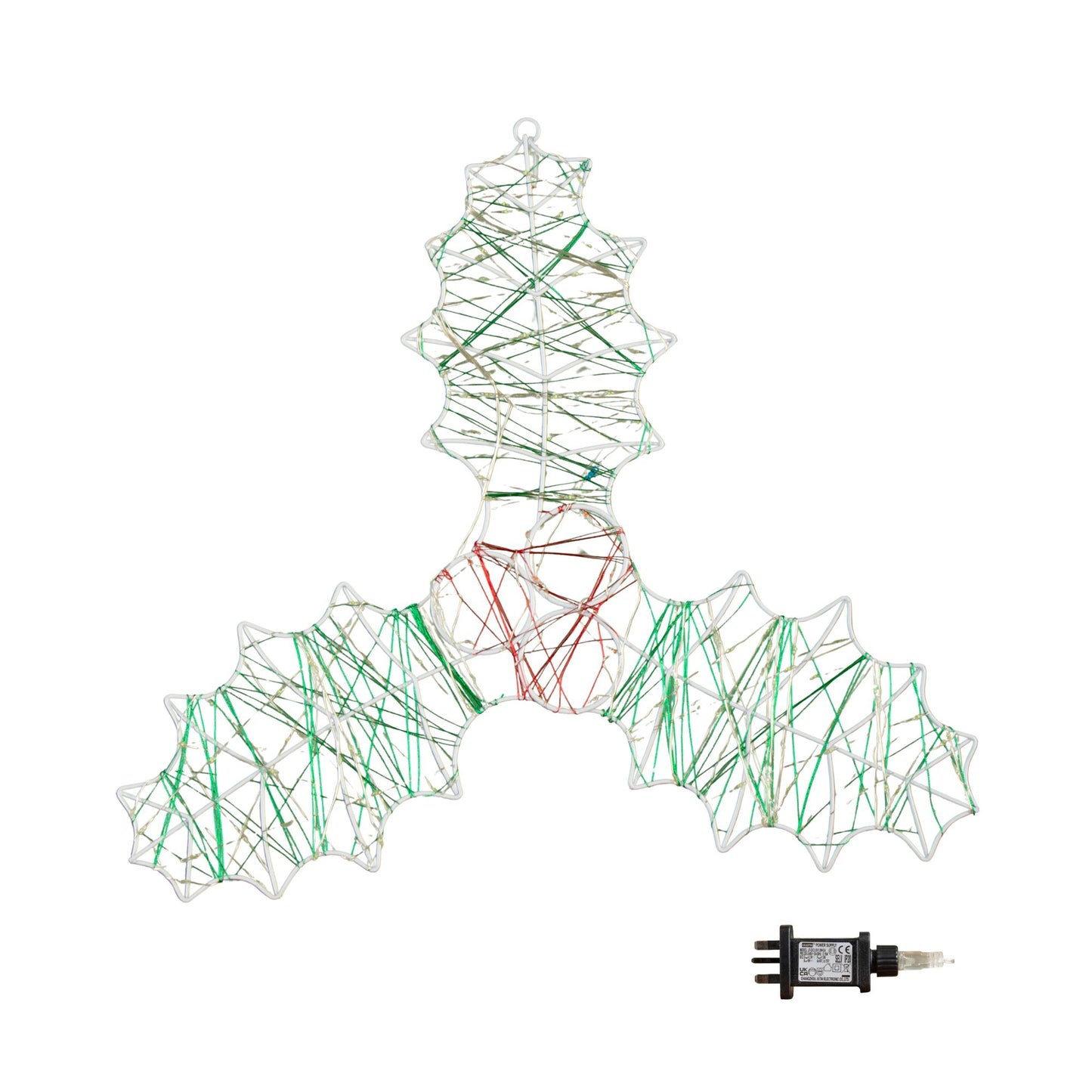 42cm x 44cm Light up Christmas Holly and Berries Dewdrop Silhouette with Twinkling LEDs