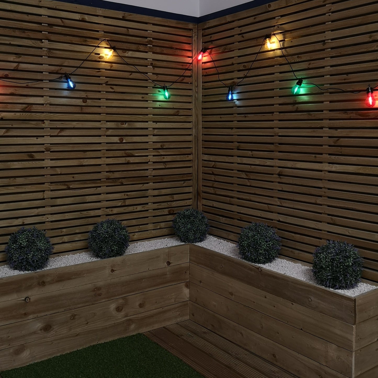 4.5m Set of 10 Connectable Festoon Bulb Lights in Multi-Coloured with Timer Function