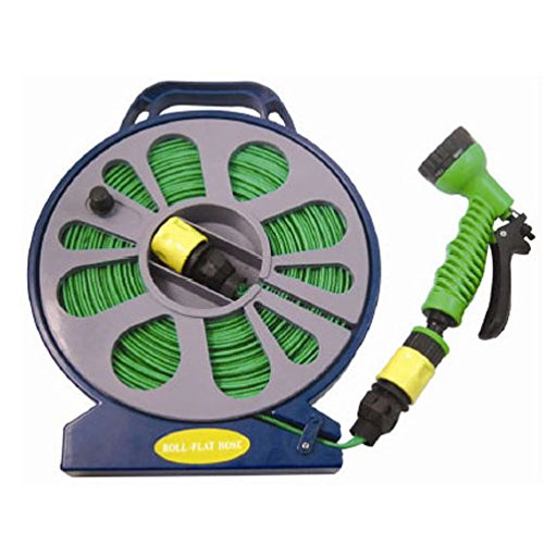 50ft (15m) Flat Garden Hose with Spray Nozzle