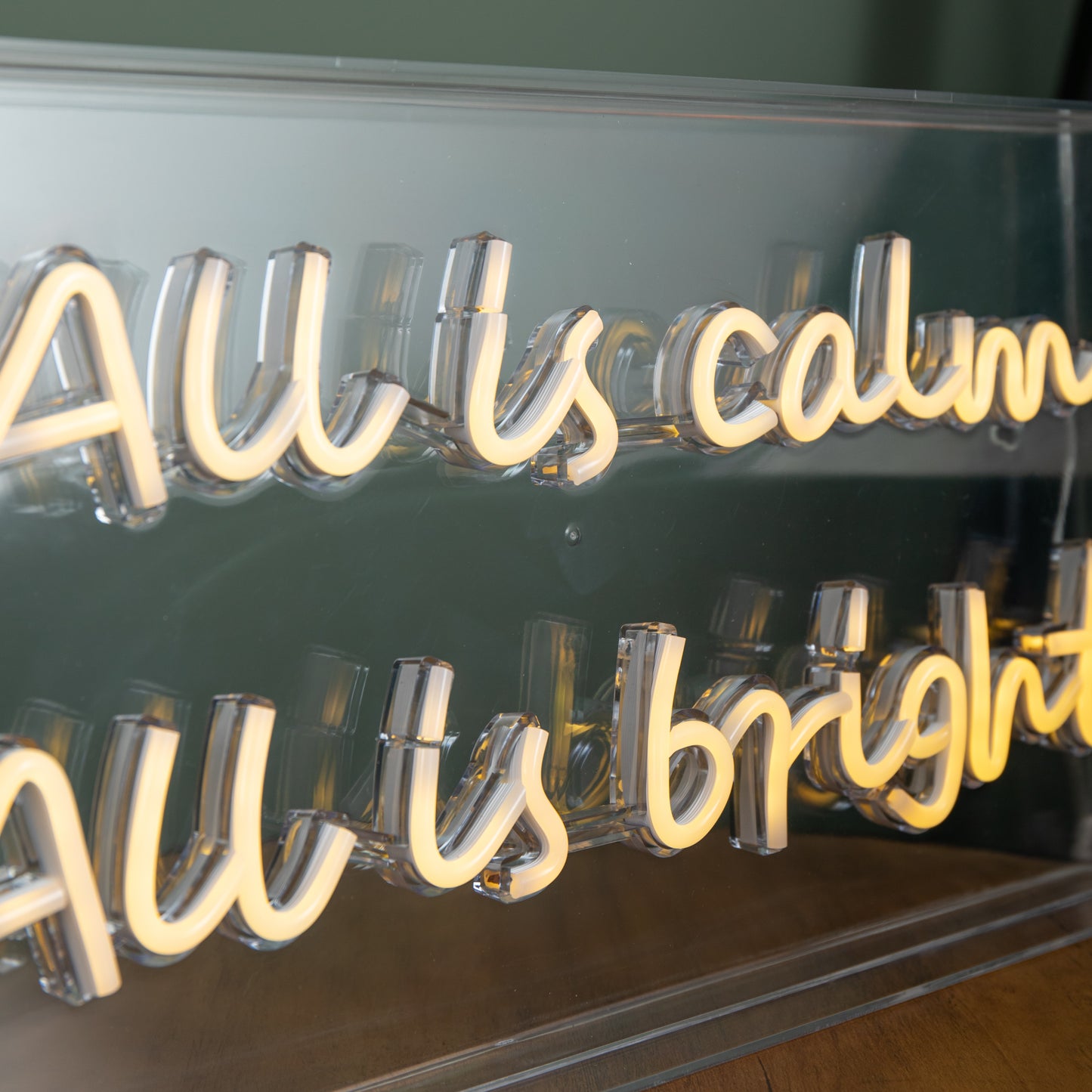 43cm Light up All is Calm Neon Flex Christmas Sign in Warm White