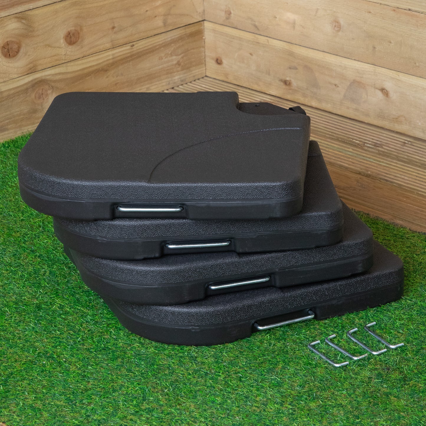 4 Piece Square Cantilever Parasol Base Weight Set Fillable with Sand or Water