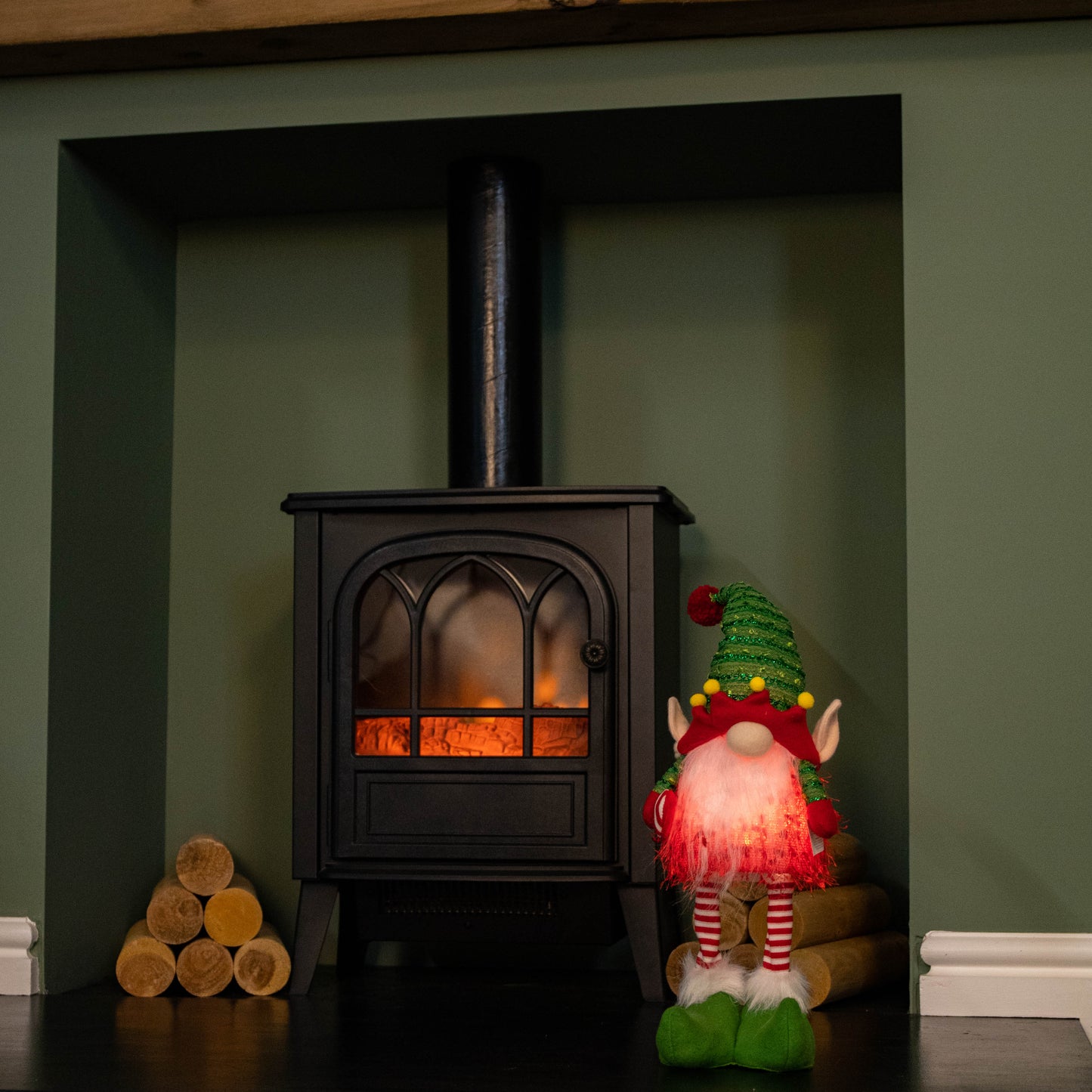 46cm Battery Operated Light up Standing Christmas Elf Gonk with Warm White LEDs