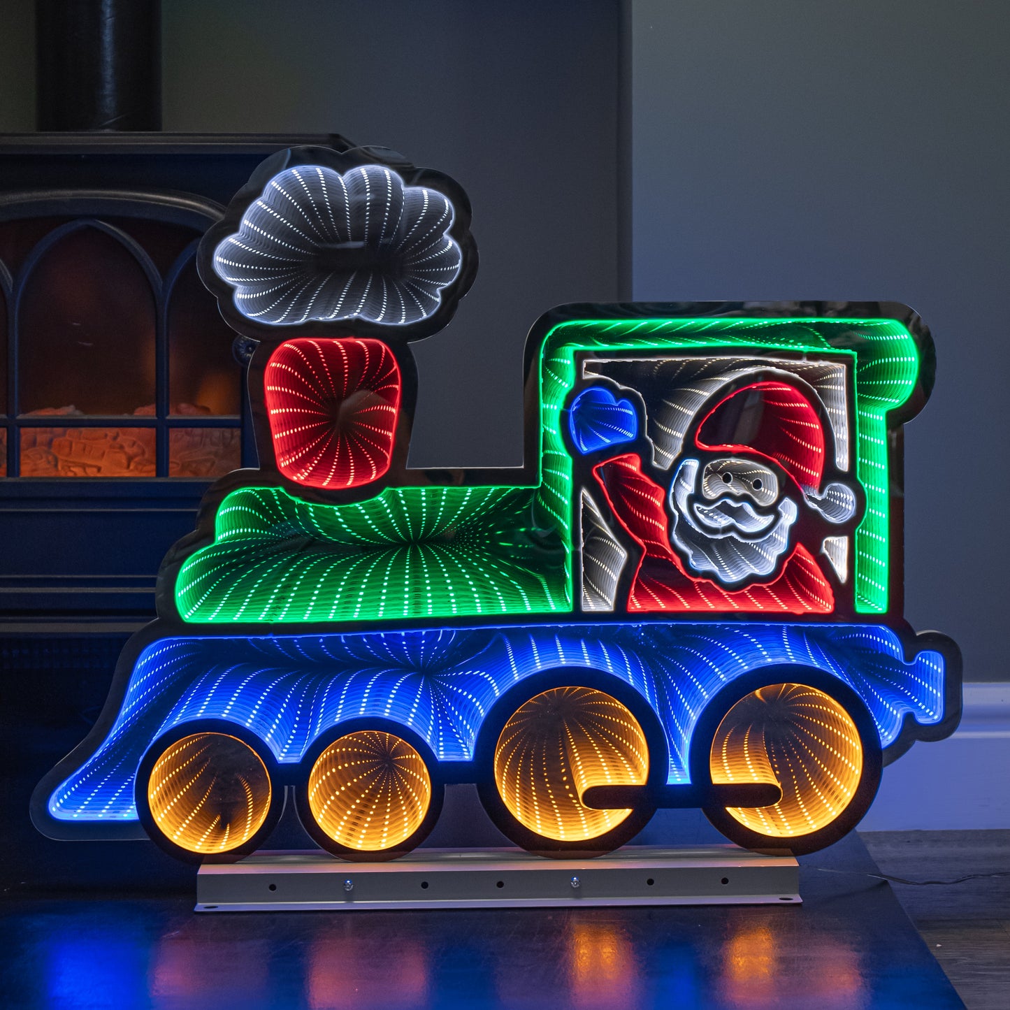 63cm Light up Christmas Train Infinity Decoration with Santa & LEDs