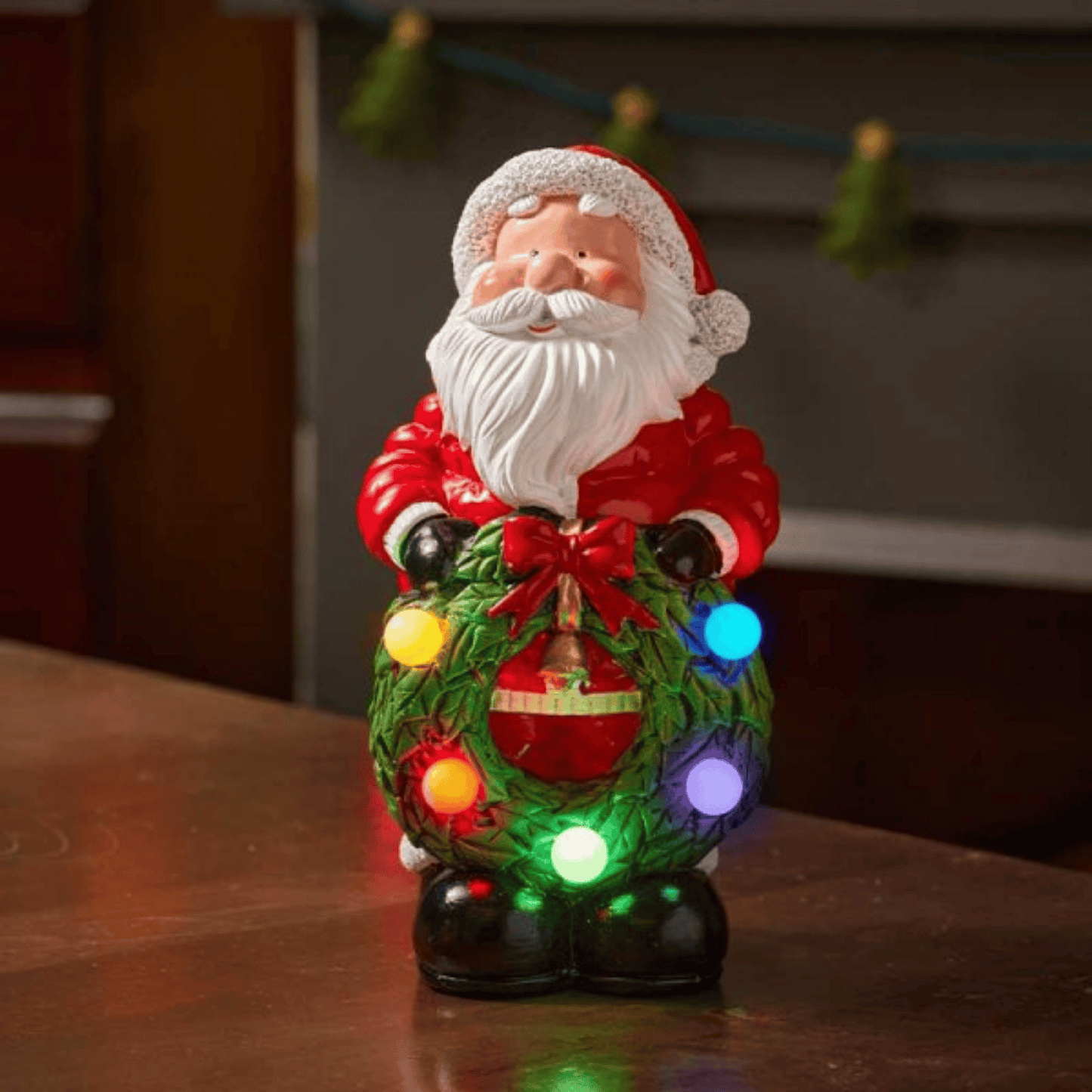 25cm Battery Powered Light up Santa Christmas Hand Painted Decoration with LEDs