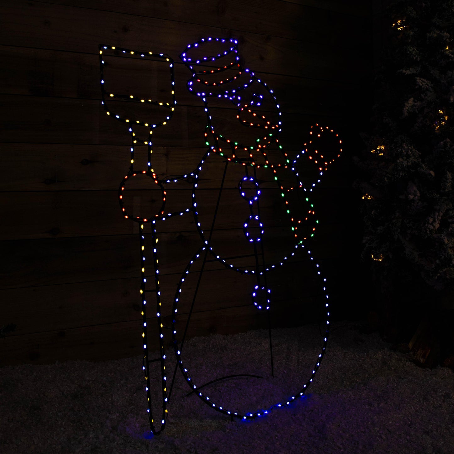 1m x 78cm Light up Standing Christmas Snowman with 390 Multi-Coloured LEDs