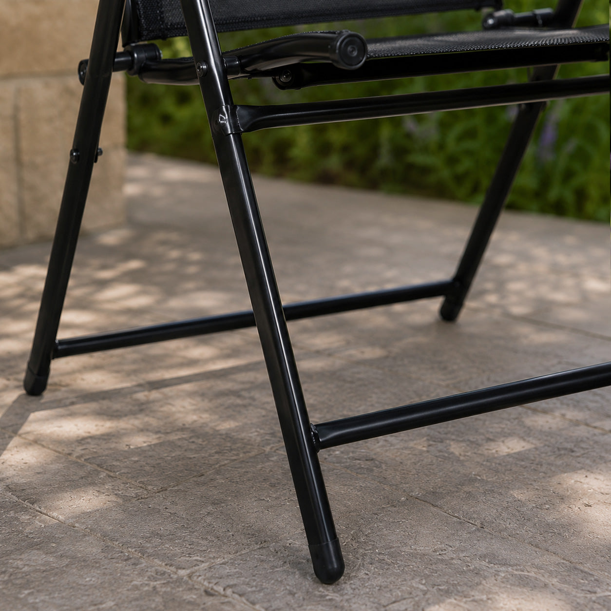 Outdoor Garden Patio Multi Position Reclining Folding Chair in Black