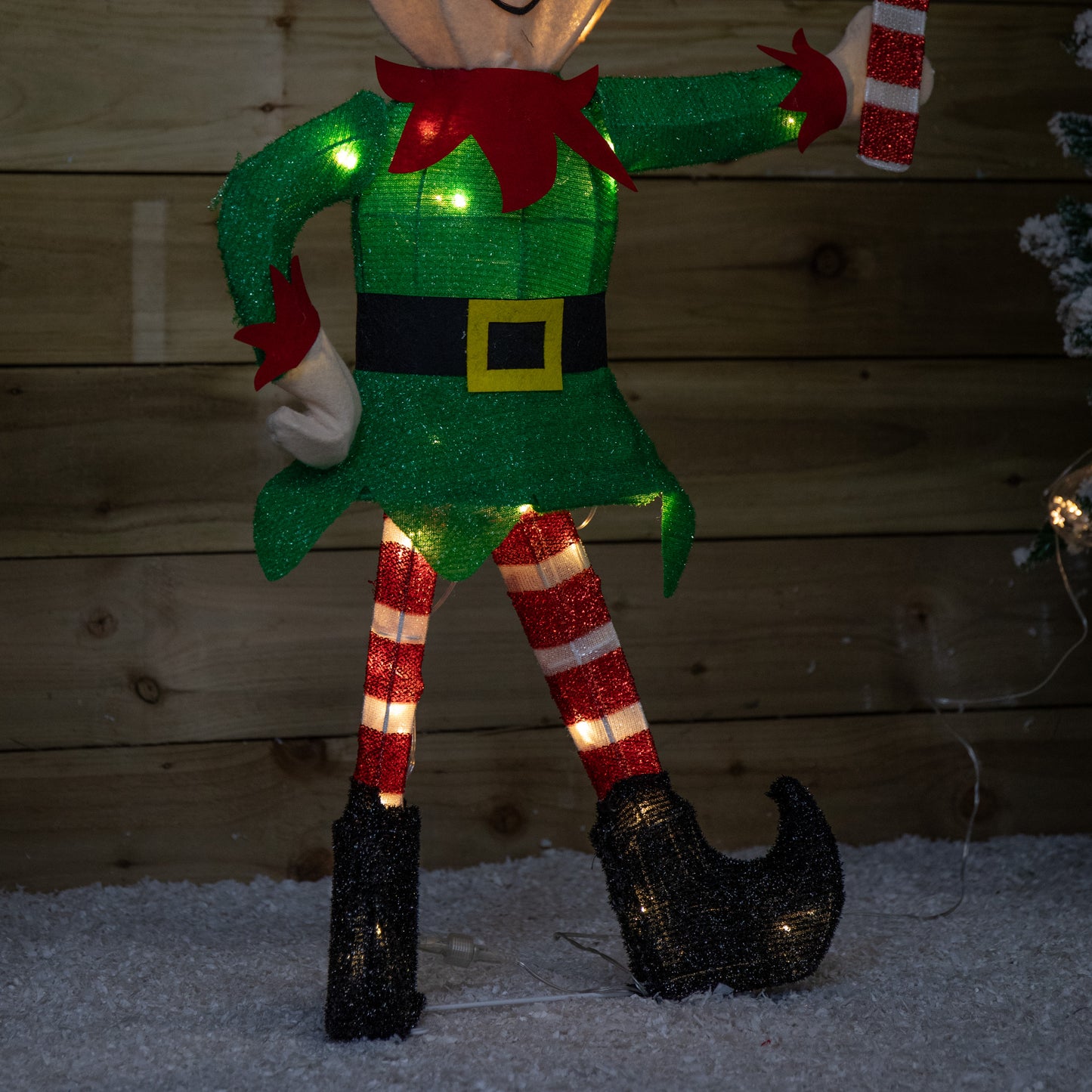 98cm Light up Standing Christmas Elf with Red Hat and 50 Warm White LEDs