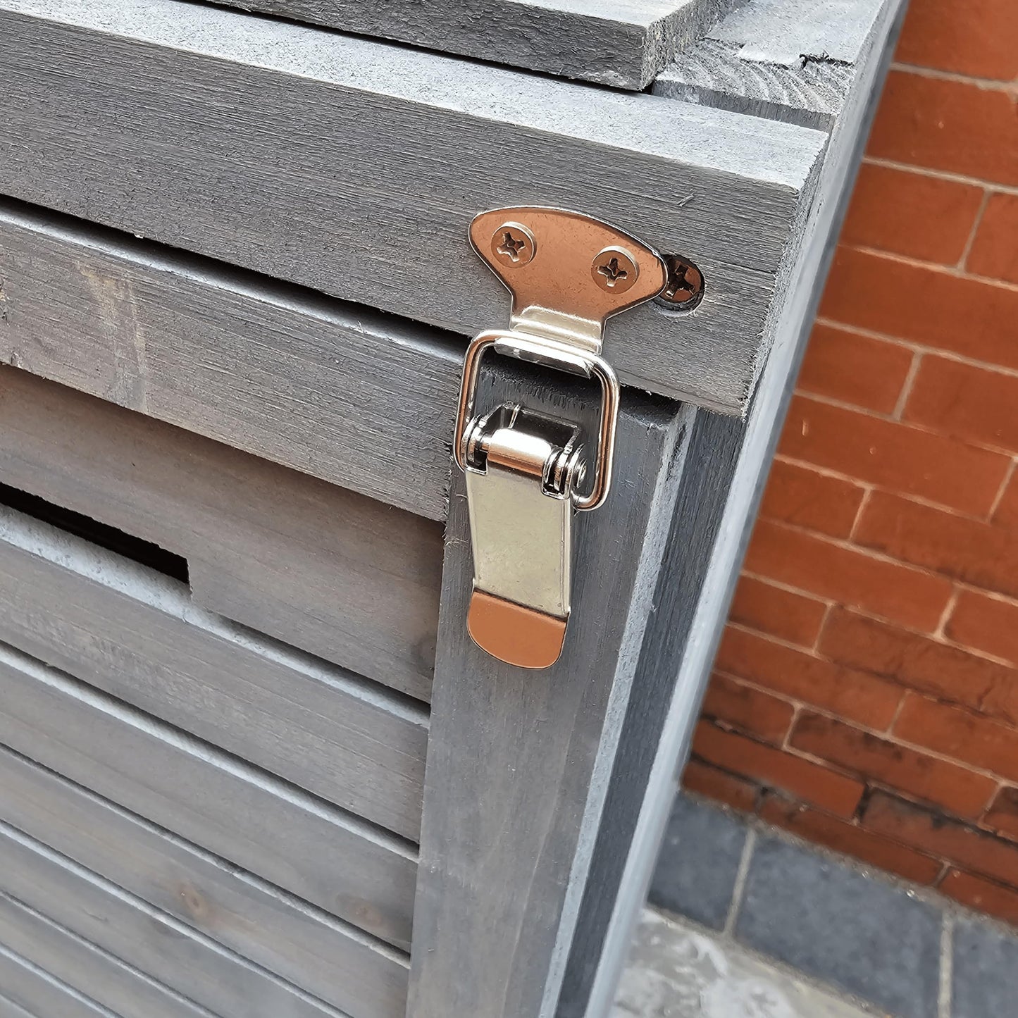 Factory Seconds: 68cm x 1.14m Grey Wooden Outdoor Garden Wheelie Bin Store Storage for 1 Bin