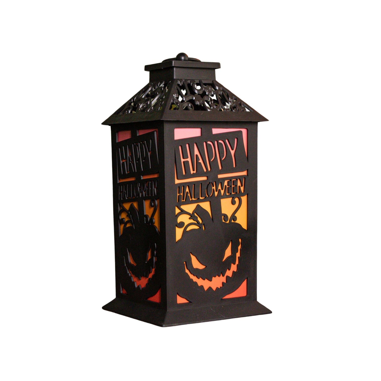 29cm Battery Operated Black Light up Happy Halloween Lantern Decoration with Multi-Coloured LEDs
