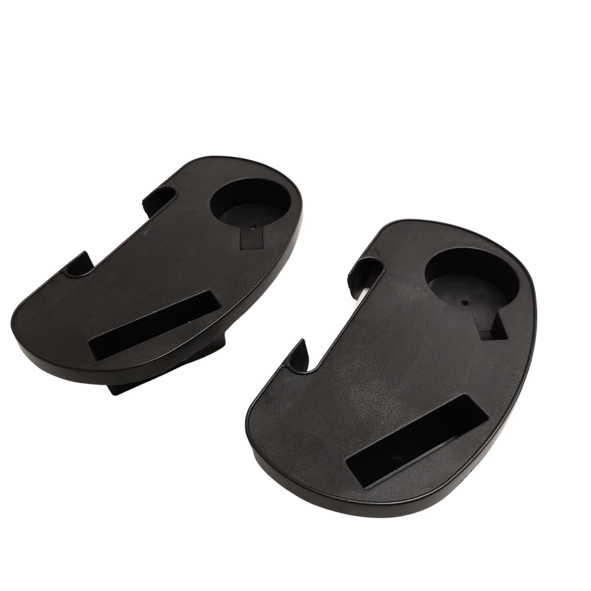 Set of 2 Black Plastic Cupholder Side Tray for Garden Gravity Chairs