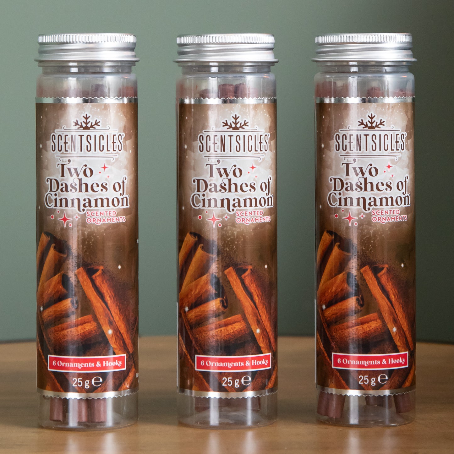 3 Packs of 25g Two Dashes of Cinnamon Scented Christmas Scentsicles with 6 Hanging Hooks