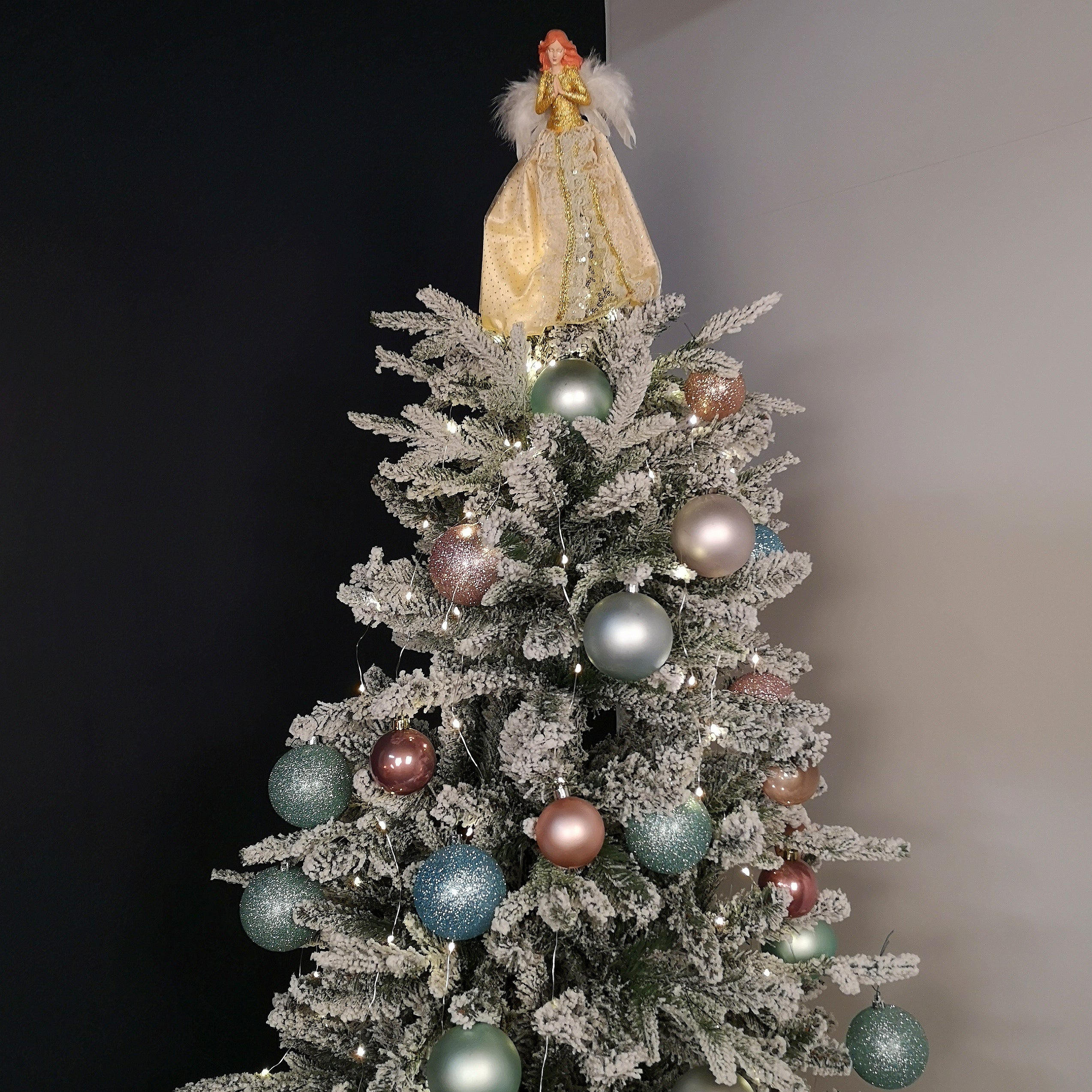 25cm Premier Christmas Tree Topper Angel Decoration with Feather Wings in Gold