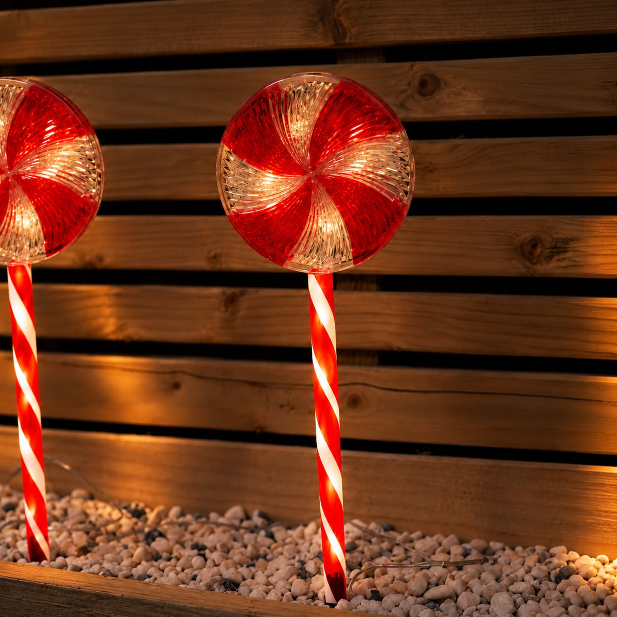 Set of 3 Light Up Lollipop Christmas Path Lights with 36 LEDs