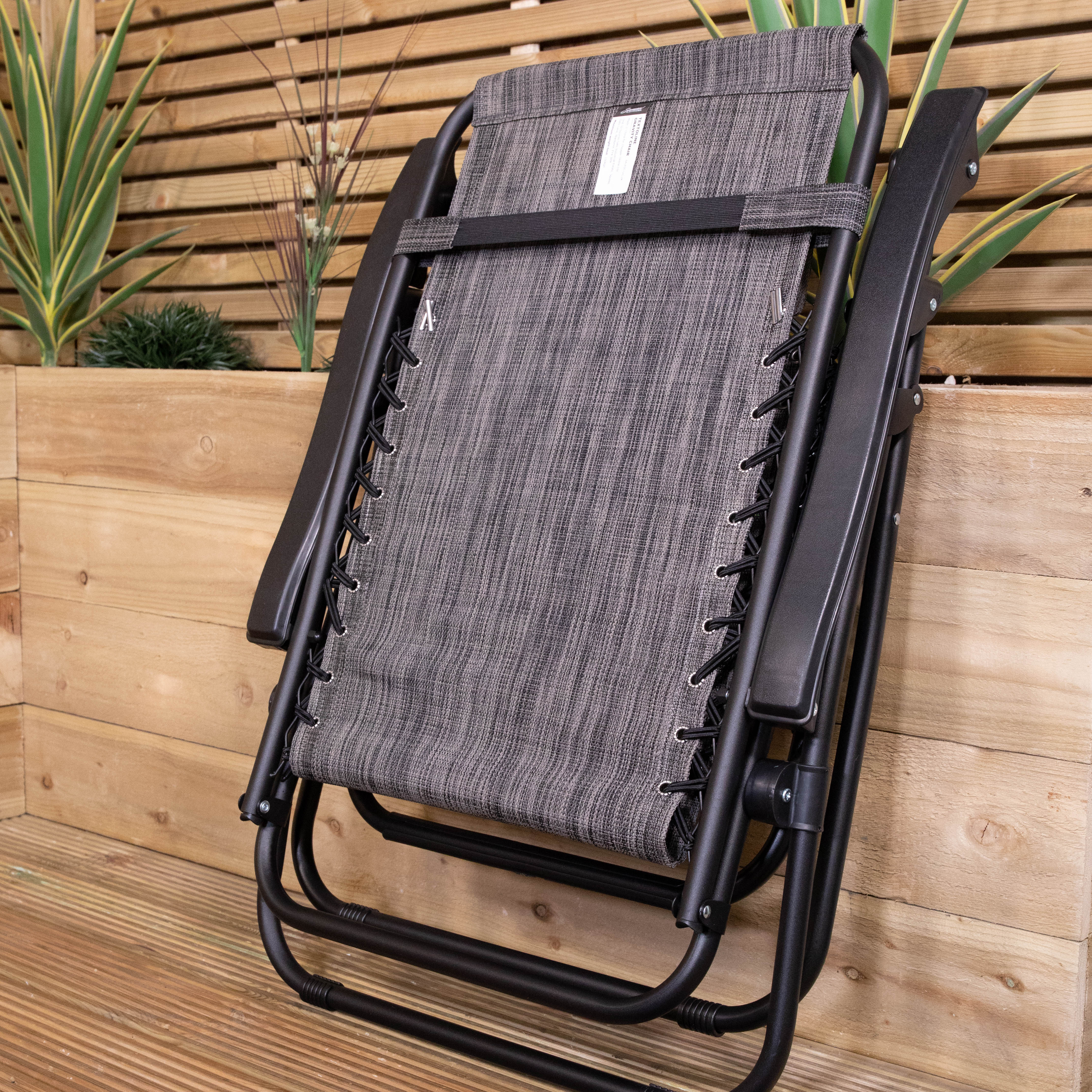 Multi Position Garden Zero Gravity Relaxer Chair Sun Lounger in Mixed Grey