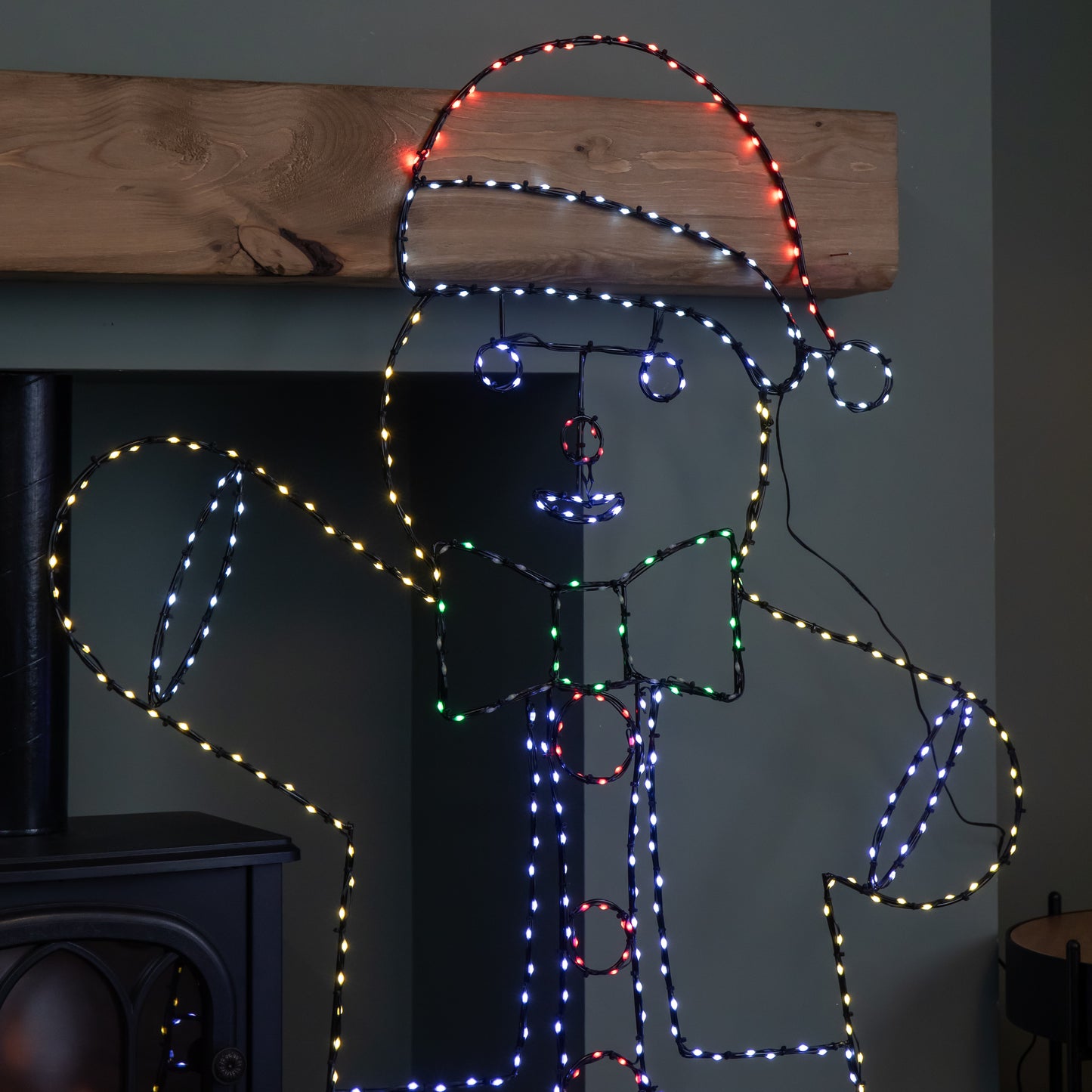 1.2m x 90cm Light up FlexiBright Gingerbread Man Decoration with 456 Twinkling Multi-Coloured LEDs