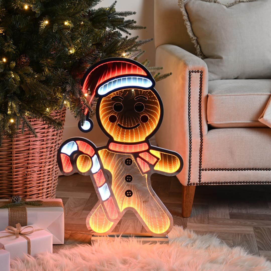 60cm Light up Gingerbread Man Infinity Christmas Decoration with LEDs