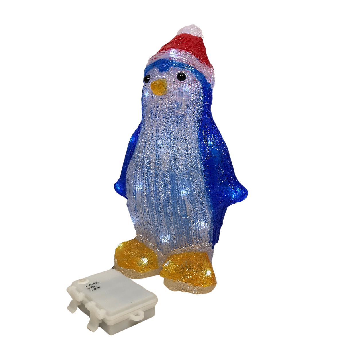 30cm Light Up LED Standing Acrylic Christmas Penguin Decoration With Santas Hat Indoor Outdoor