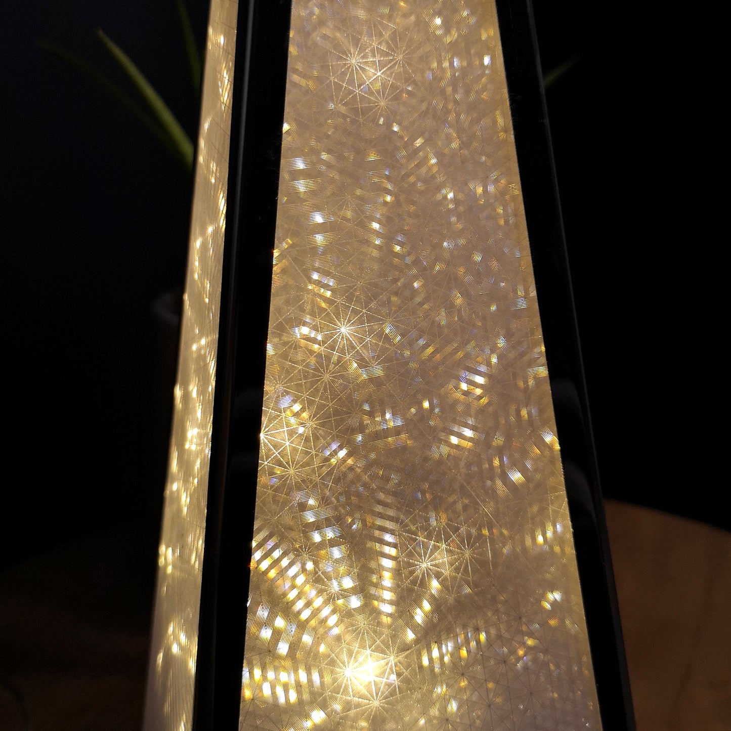 45cm Christmas Holographic Pyramid with Silver Frame-16 Warm White Led