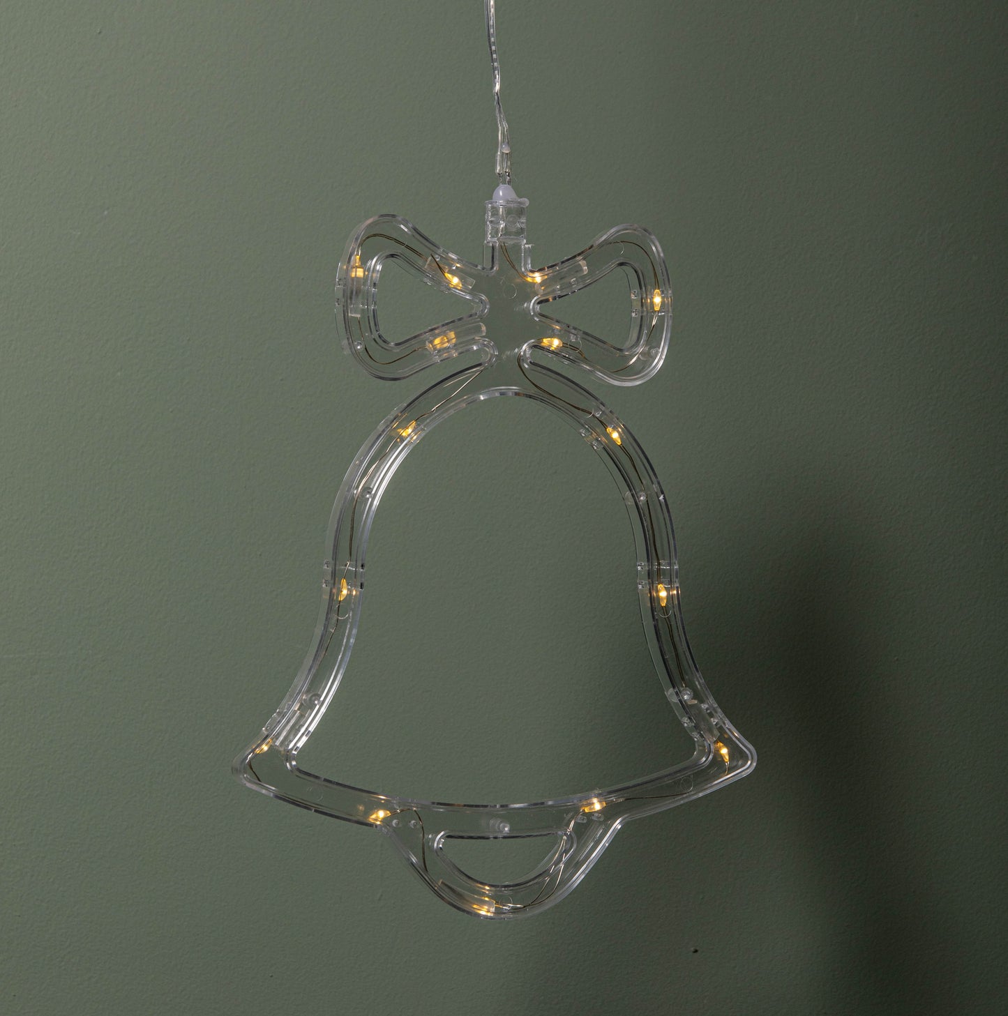 21cm Battery Operated Light up Christmas Bell Window Decoration with Warm White LEDs