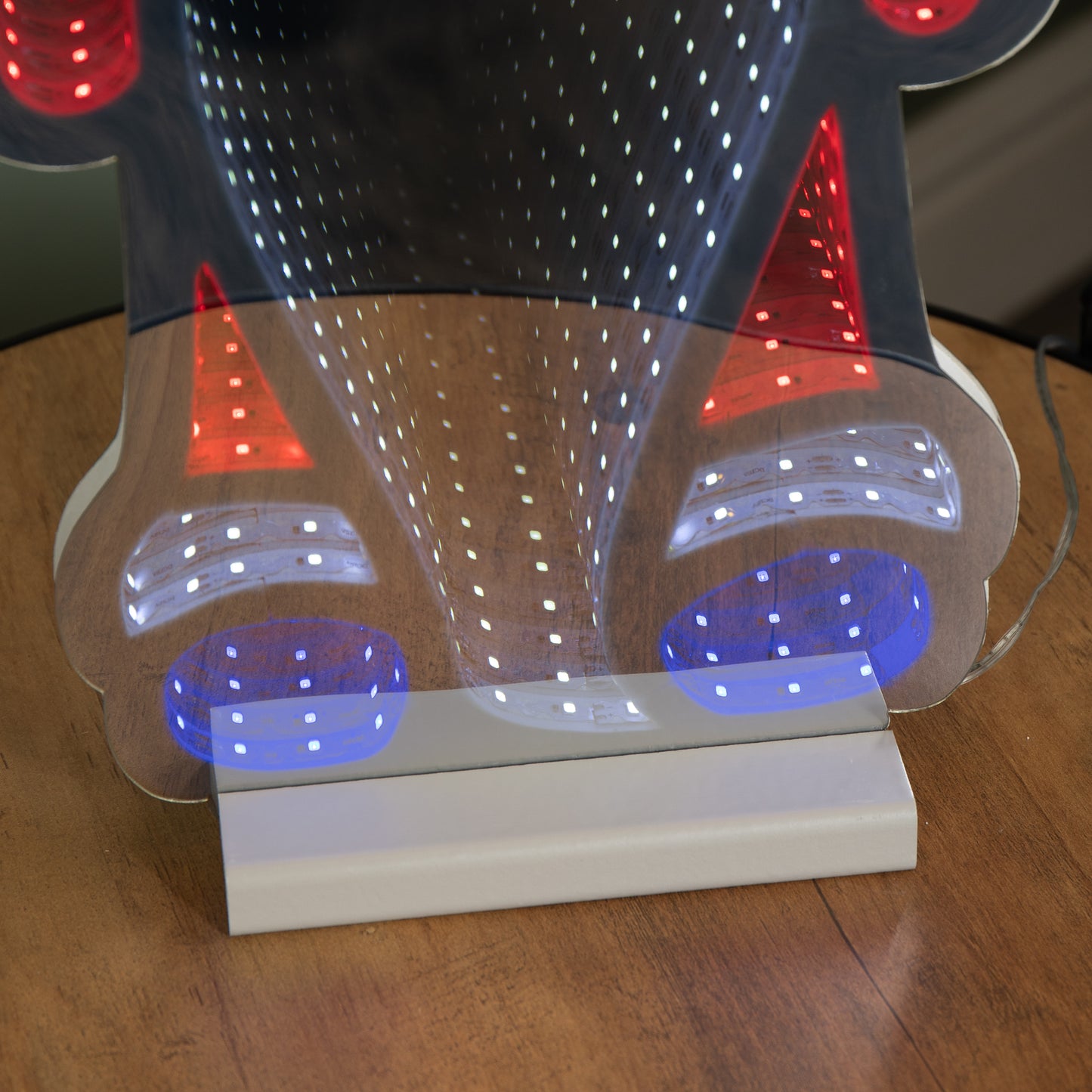 40cm Light up Standing Gnome Christmas Infinity Decoration on Wooden Base with LEDs