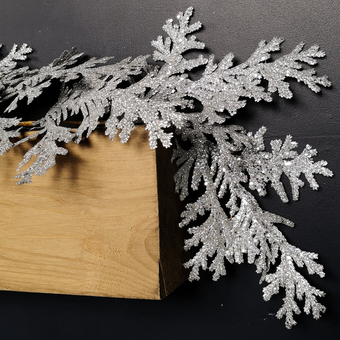 1.8m Silver Glitter Cedar Leaf Garland Christmas Decoration