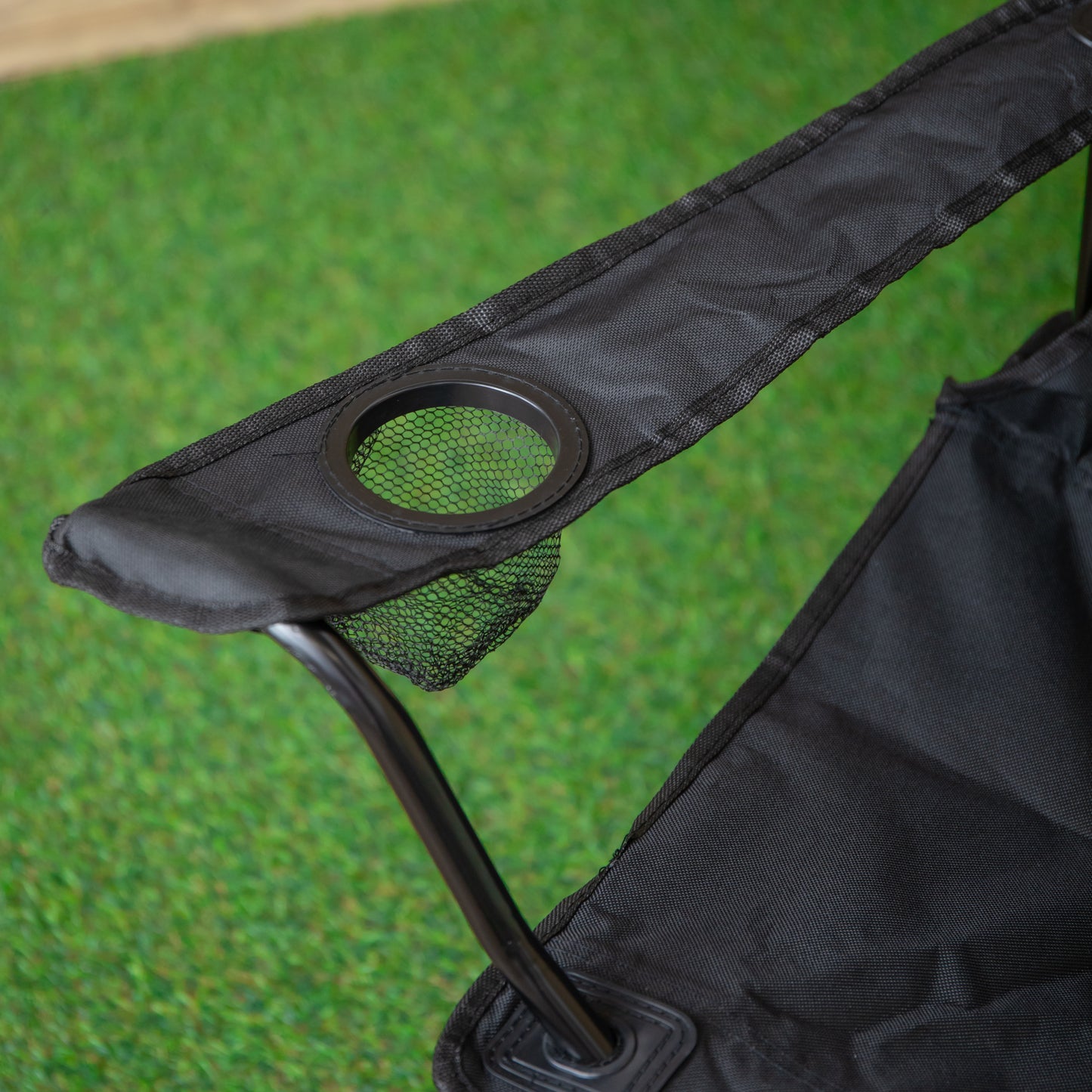 Outdoor Black Lightweight Foldable Canvas Chair with Cup Holder and Carry Case