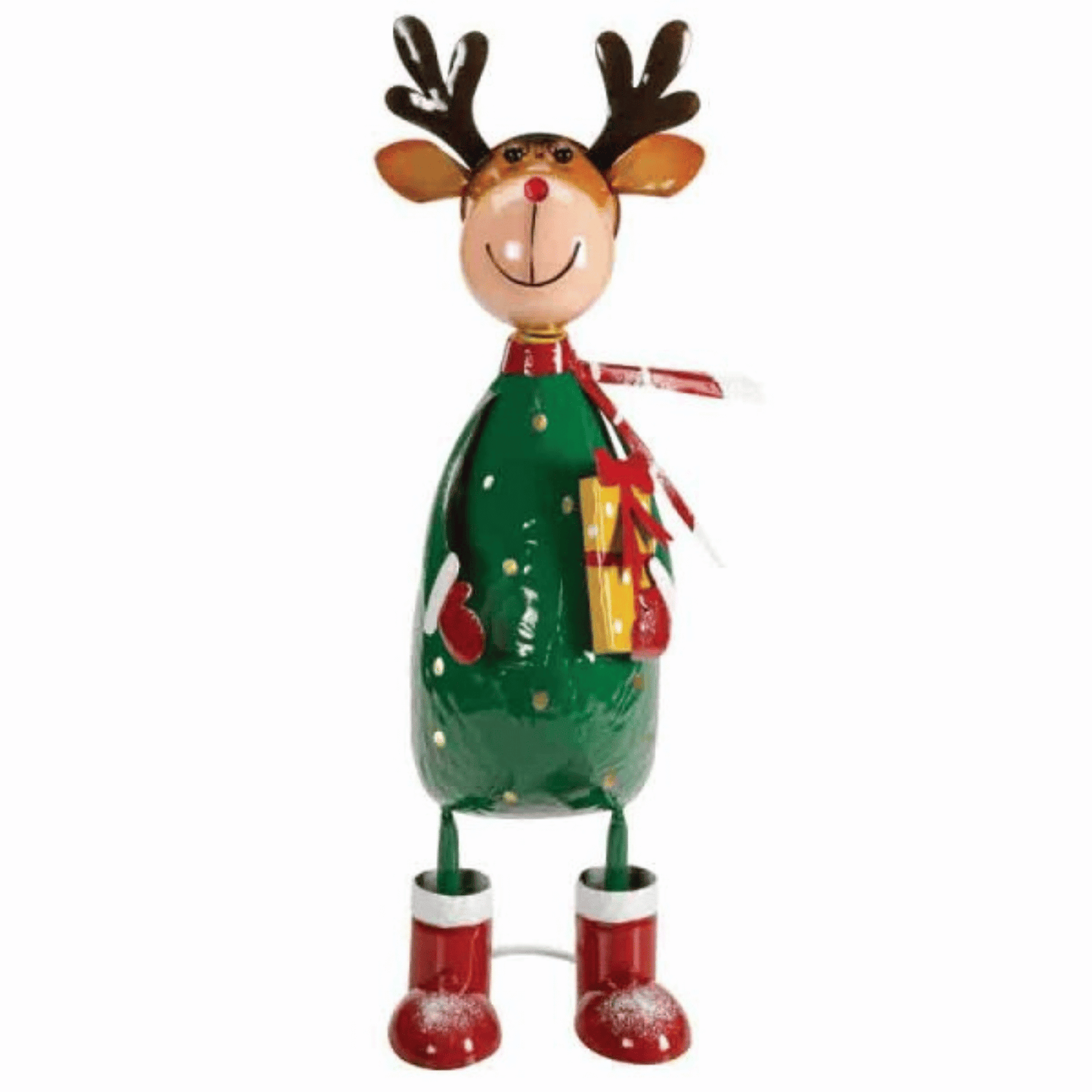 44cm Hand Painted Metal Christmas Polka Dot Rudolph Decoration