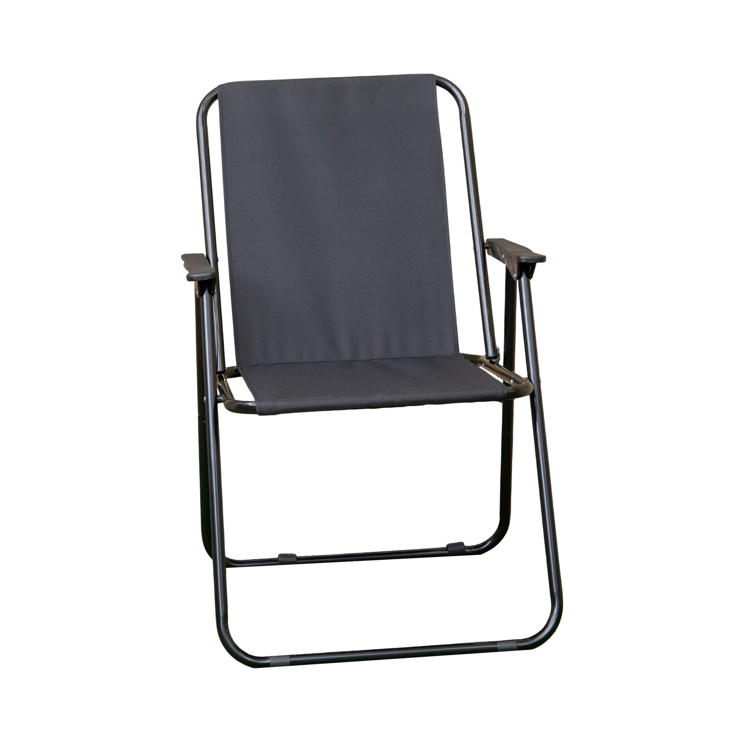 6 Pack Black Lightweight Foldable Canvas Chair with Plastic Armrests