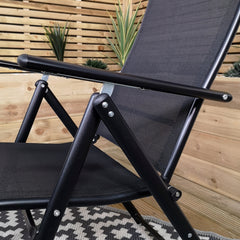 Outdoor Garden Patio Multi Position Reclining Folding Chair in Black