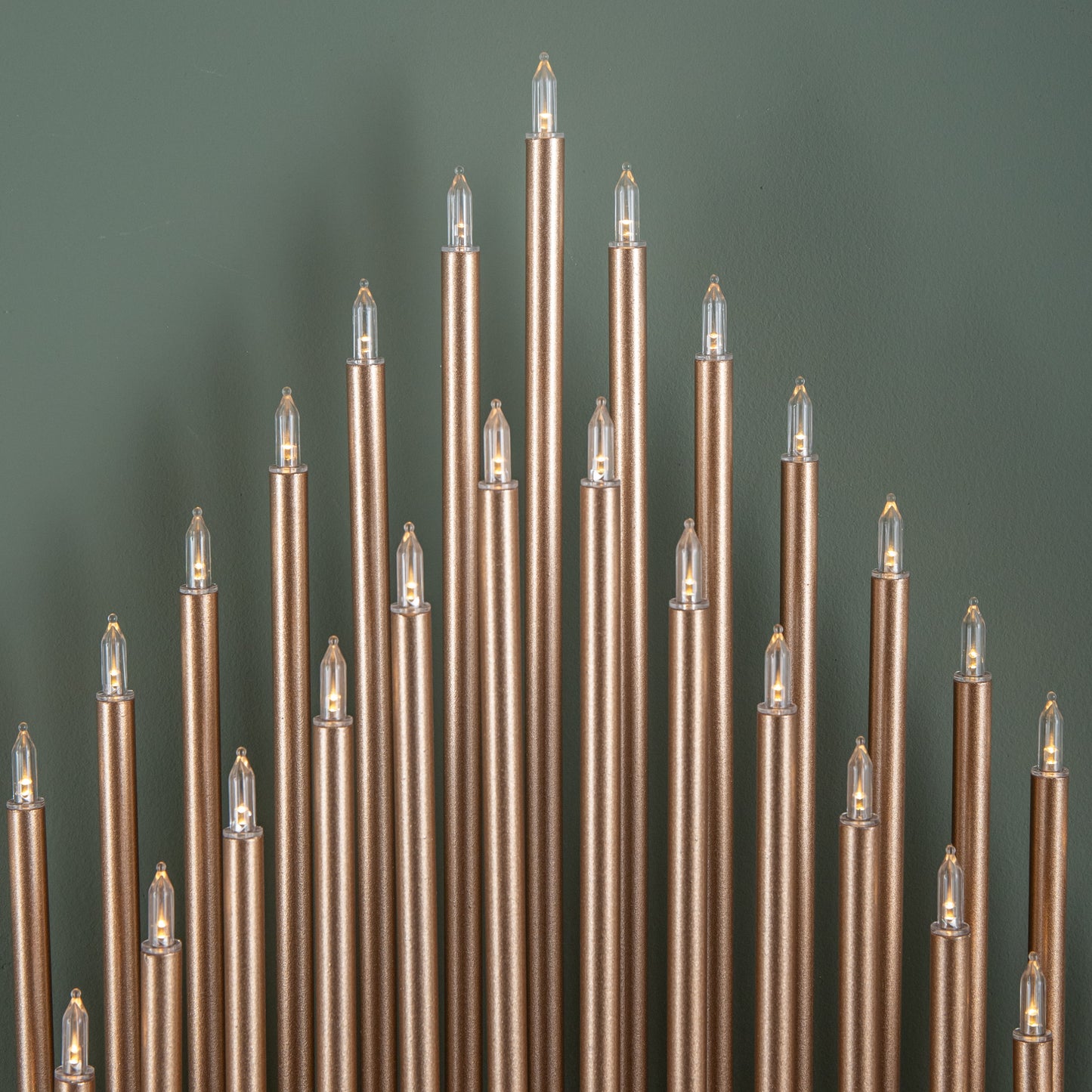 36cm Light up Rose Gold Christmas Candlebridge with 33 LEDs in Warm White