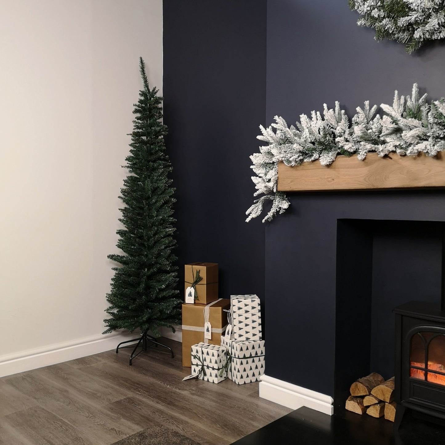 6.5ft (2m) Pencil Style Slim Artificial Christmas Tree in Green