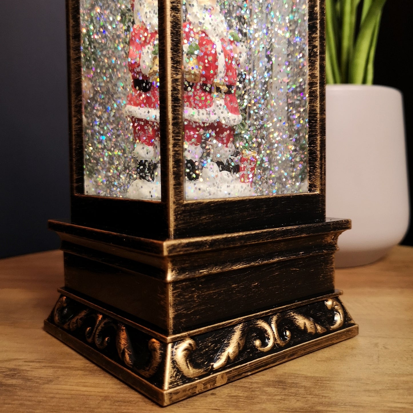 28cm Battery Operated Light up SnowSwirl Santa Christmas Lantern Decoration