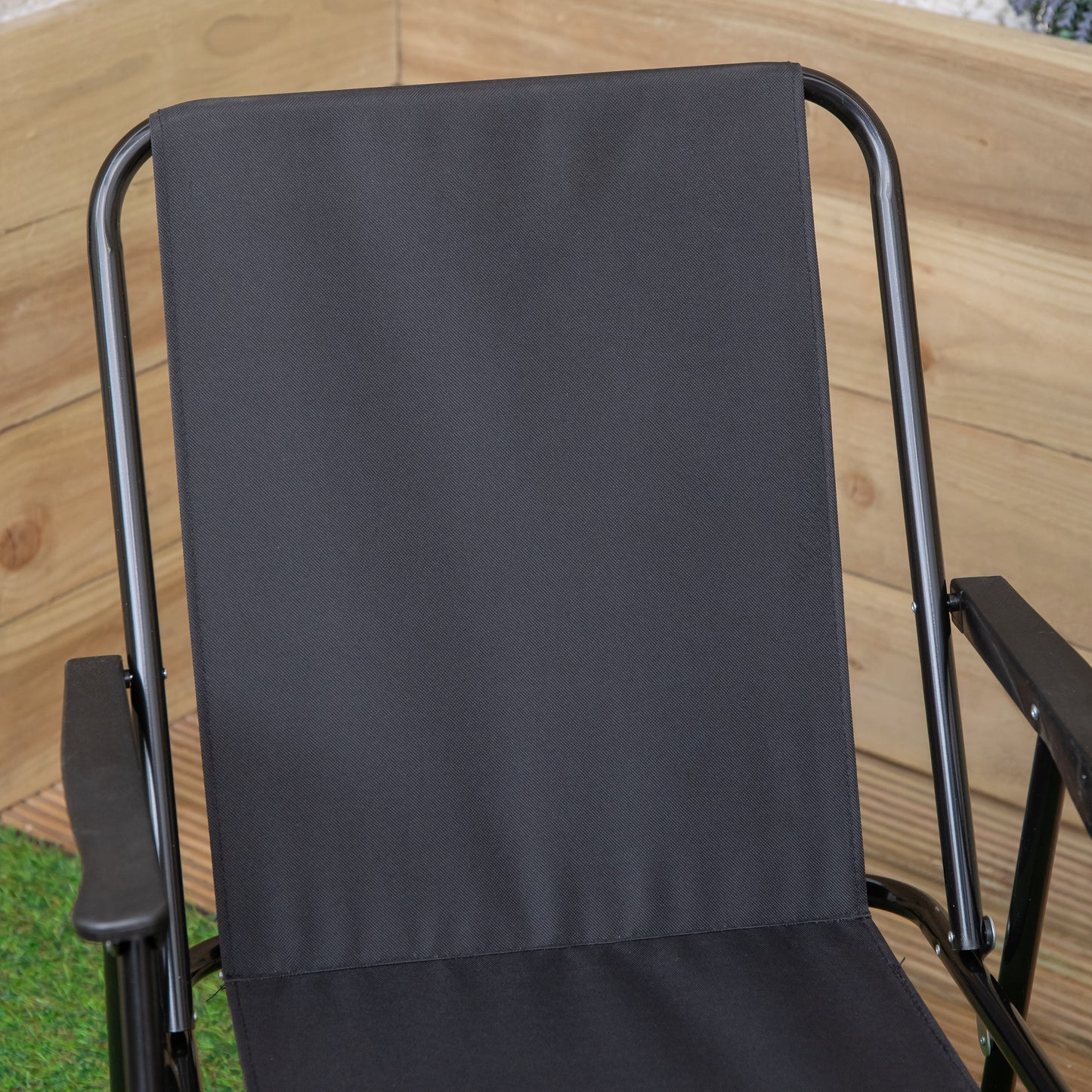 Black Lightweight Foldable Canvas Chair with Plastic Armrests